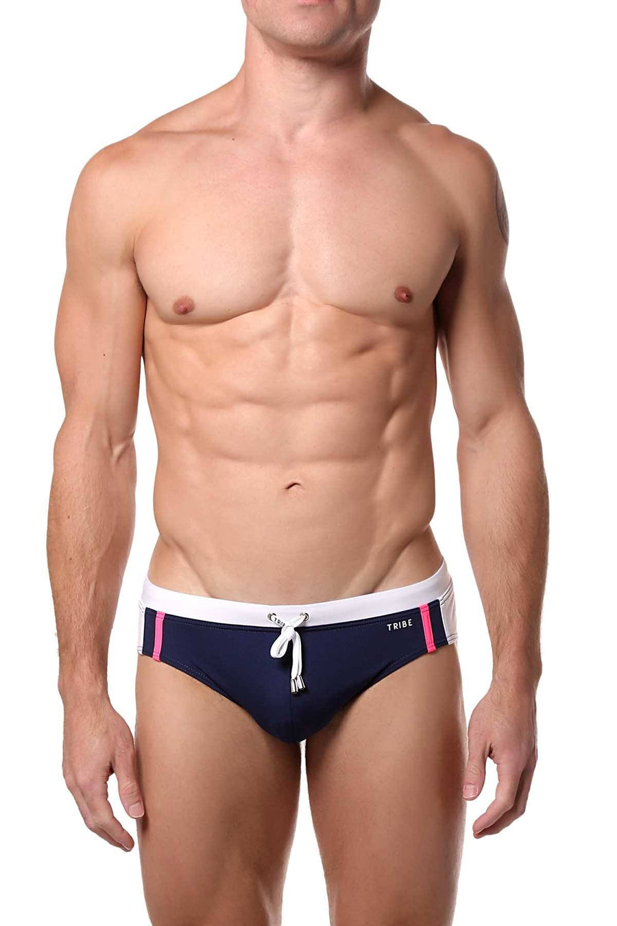 Tribe Navy/White/Pink Capri Low-Rise Swim Brief