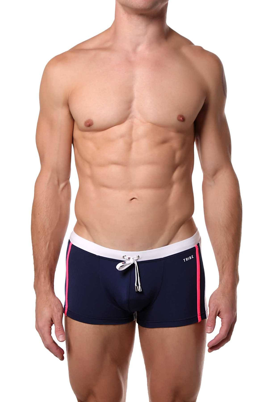 Tribe Navy/White/Pink Capri Swim Trunk