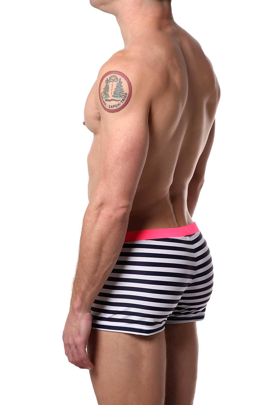 Tribe Navy/White/Pink Riviera-Sunset Swim Trunk