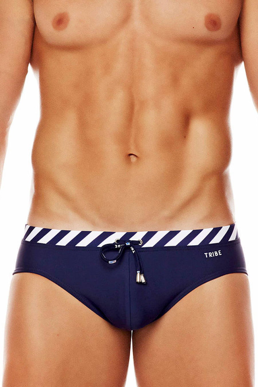 Tribe Navy/White Riviera-Twist Low-Rise Swim Brief