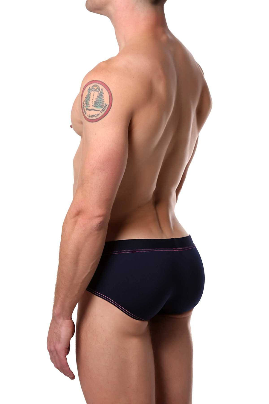 Tribe Pink/Navy/White Capri Low-Rise Swim Brief