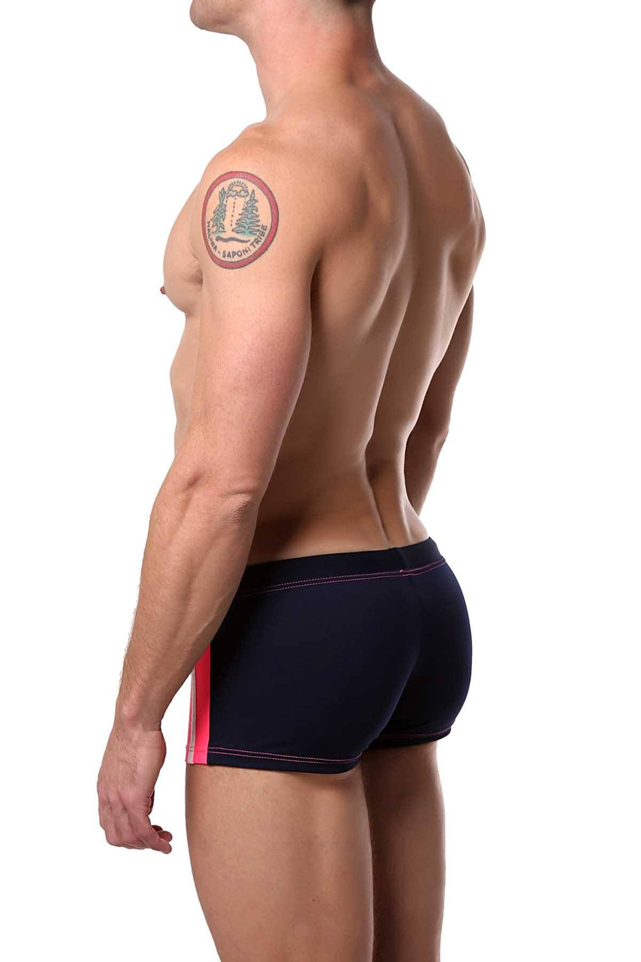 Tribe Pink/Navy/White Capri Swim Trunk