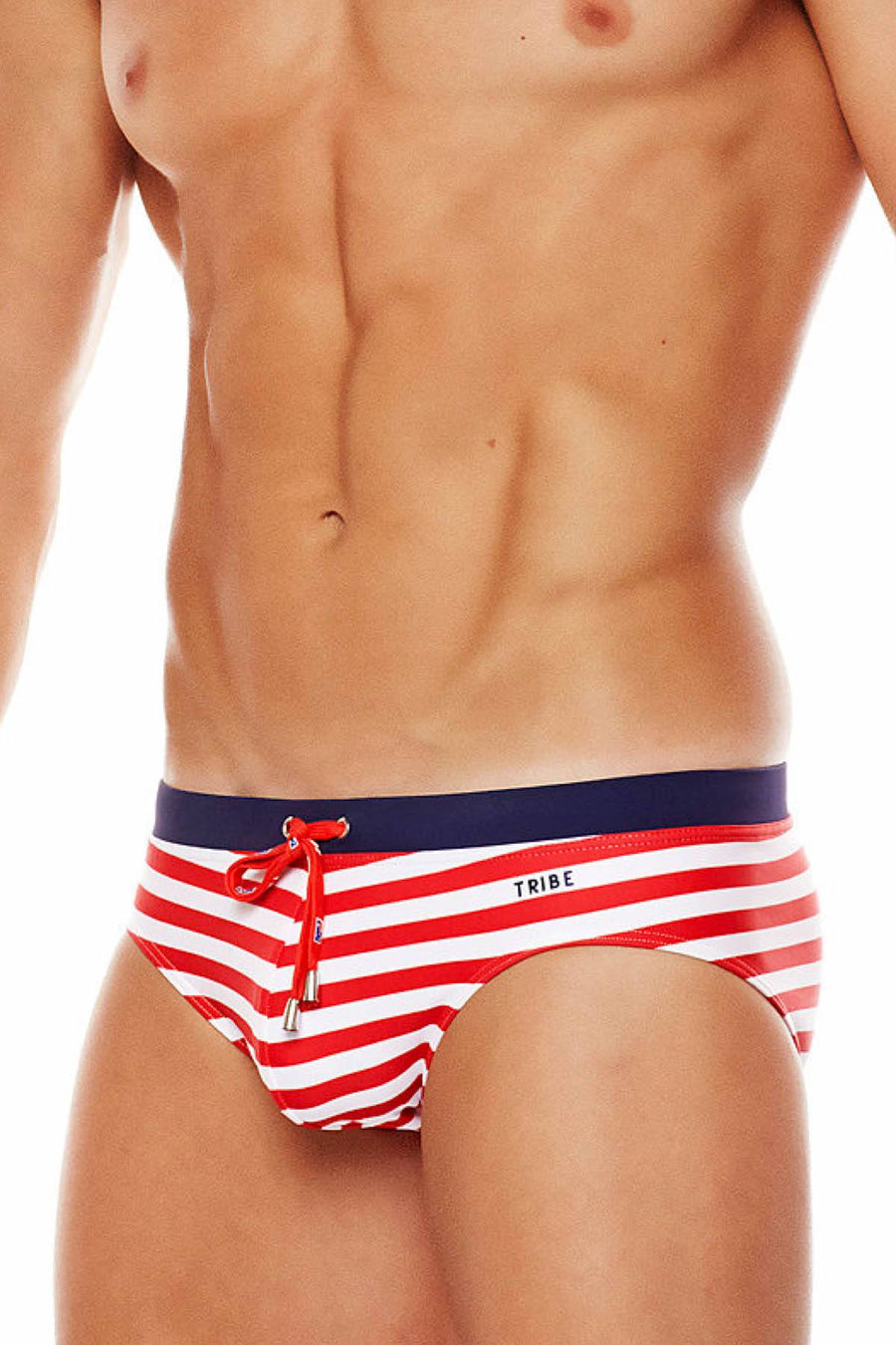 Tribe Red/Navy Striped Riviera Low-Rise Swim Brief