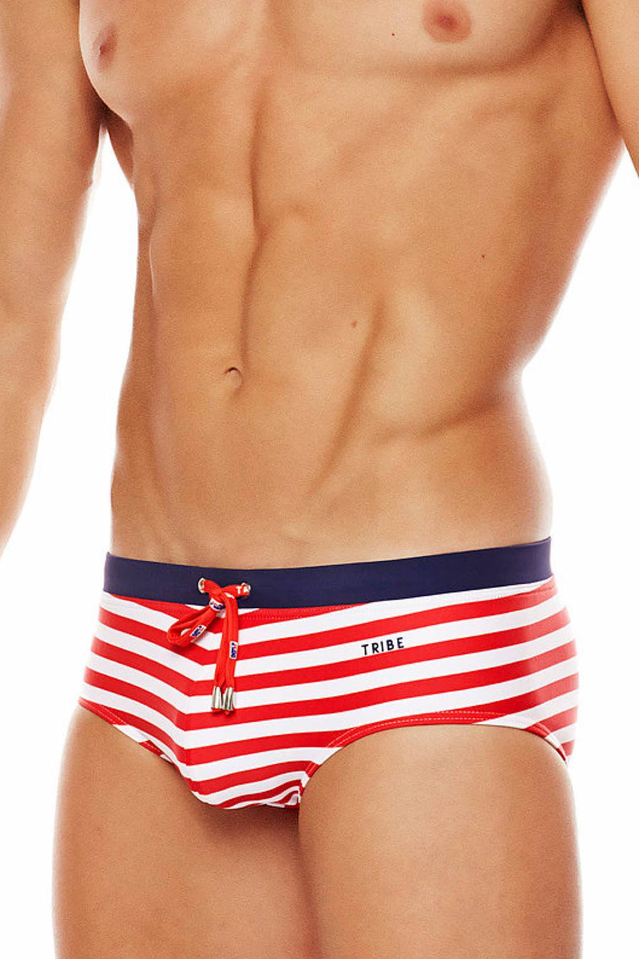 Tribe Red/Navy Striped Riviera Swim Boy-Brief