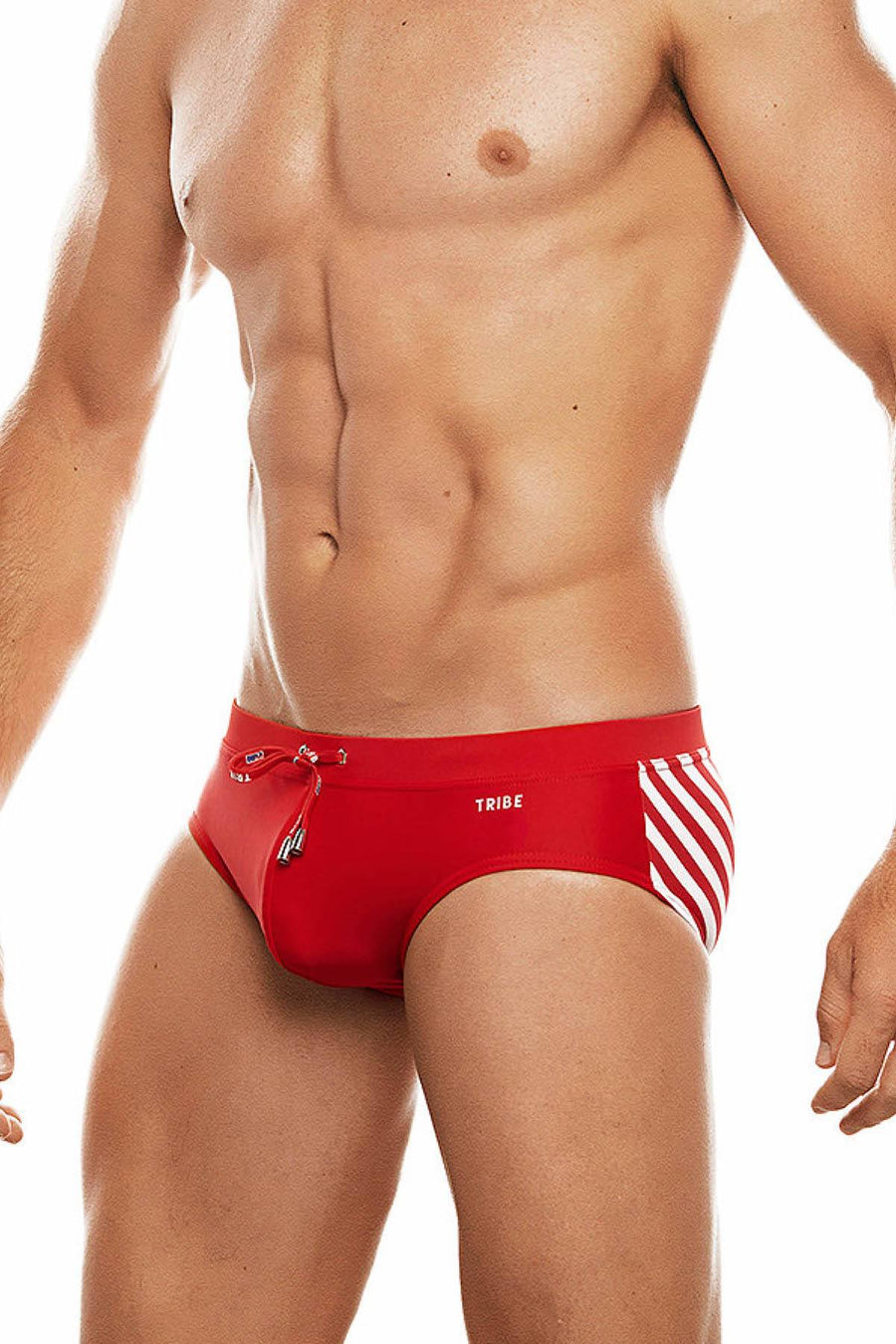 Tribe Red/White Saint Tropez Low-Rise Swim Brief