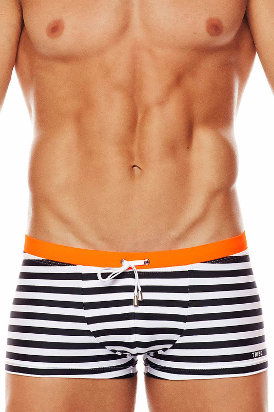 Tribe White/Black/Orange Riviera-Sunset Swim Trunk