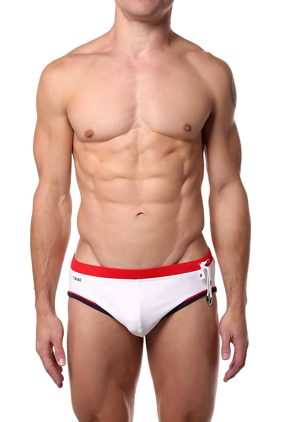 Tribe White/Red Oceanic Low-Rise Swim Brief