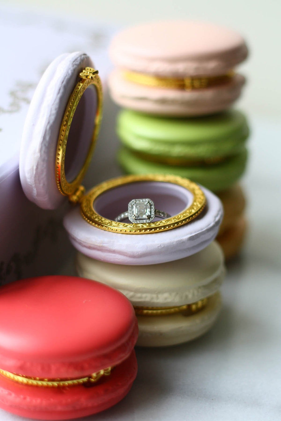 Twos Company Yellow French Macaroon Limoges-Style Trinket Box
