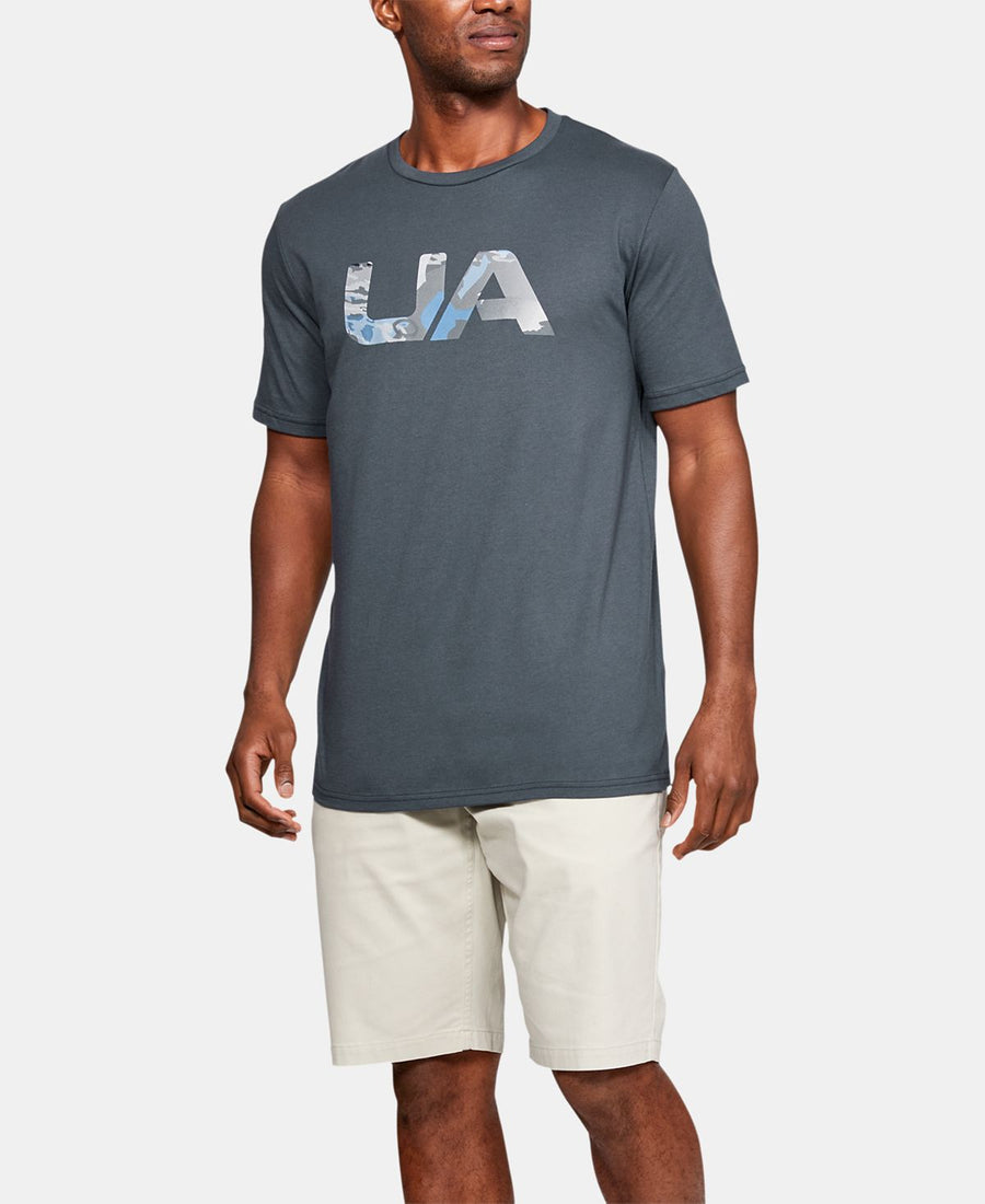 Under Armour Printed-logo T-shirt Grey/Blue Camo