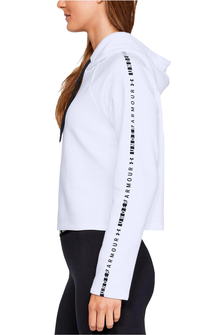Under Armour White/Black Ottoman Fleece Cropped Hoodie