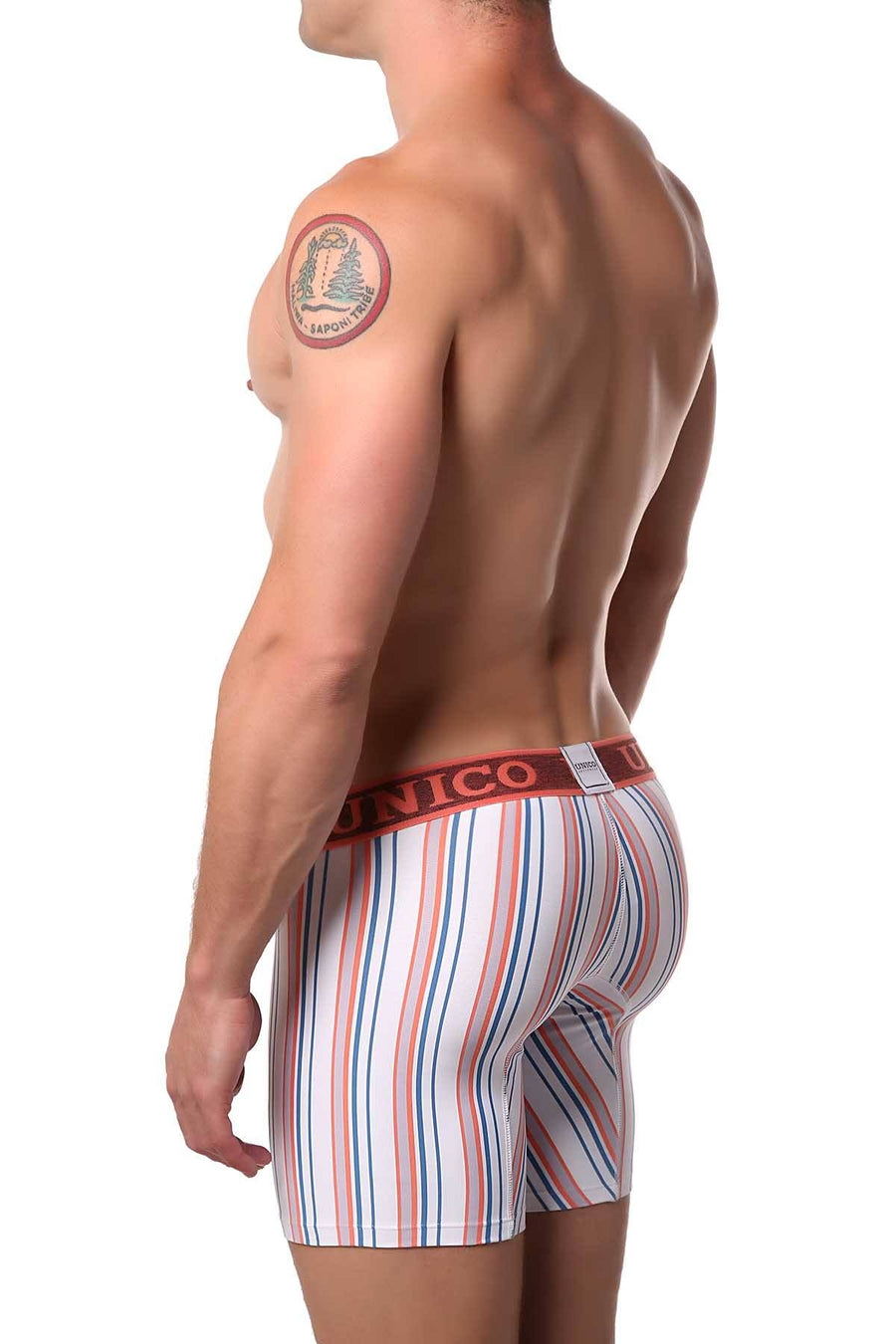 Unico Peach/Blue/Multi Striped Jivana Boxer Brief