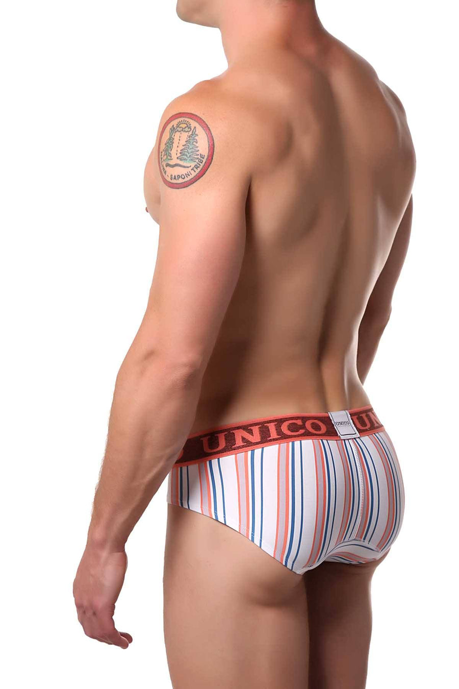 Unico Peach/Blue/Multi Striped Jivana Brief