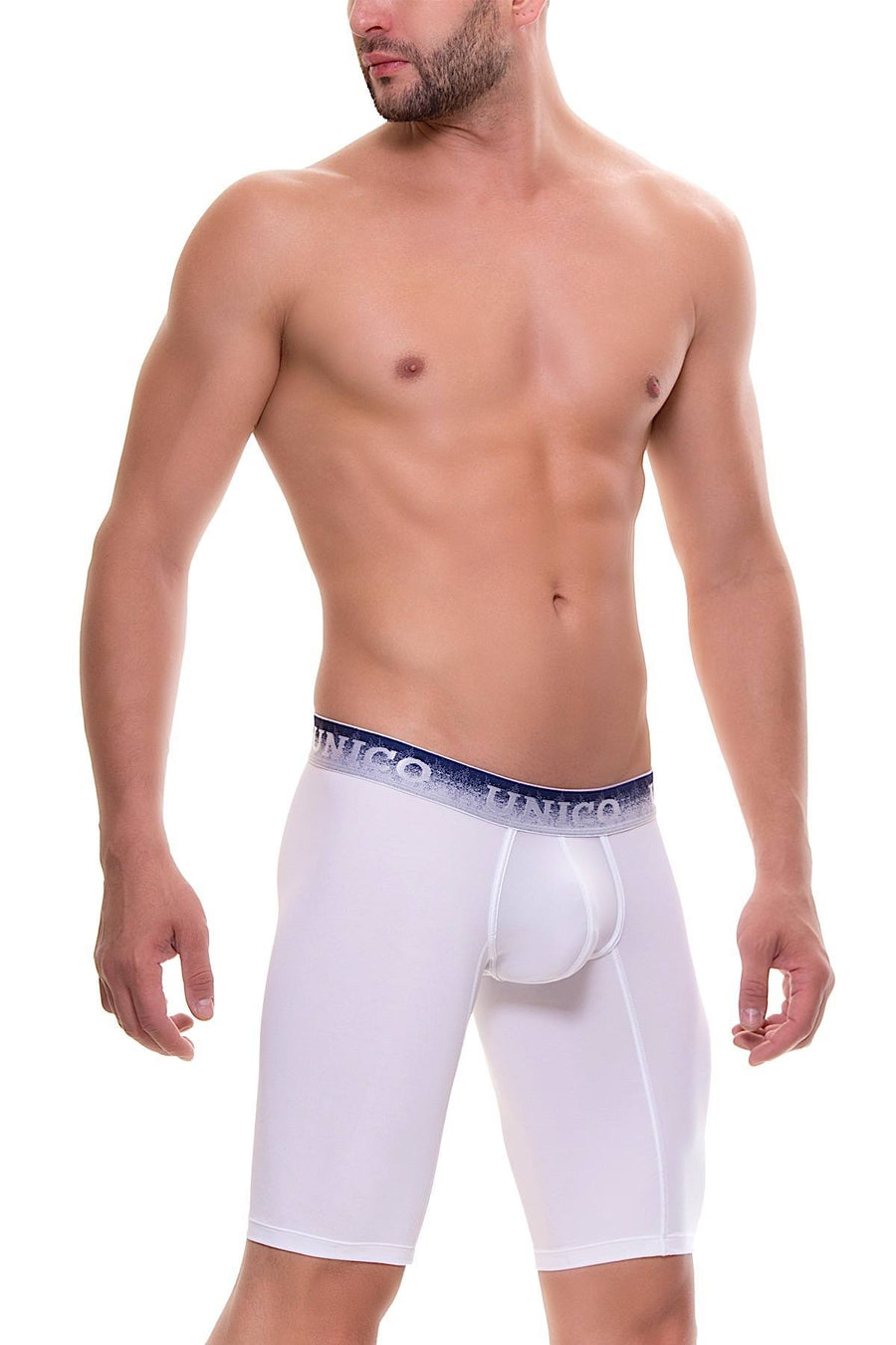 Unico White/Silver/Navy Incandescent Long Boxer Brief