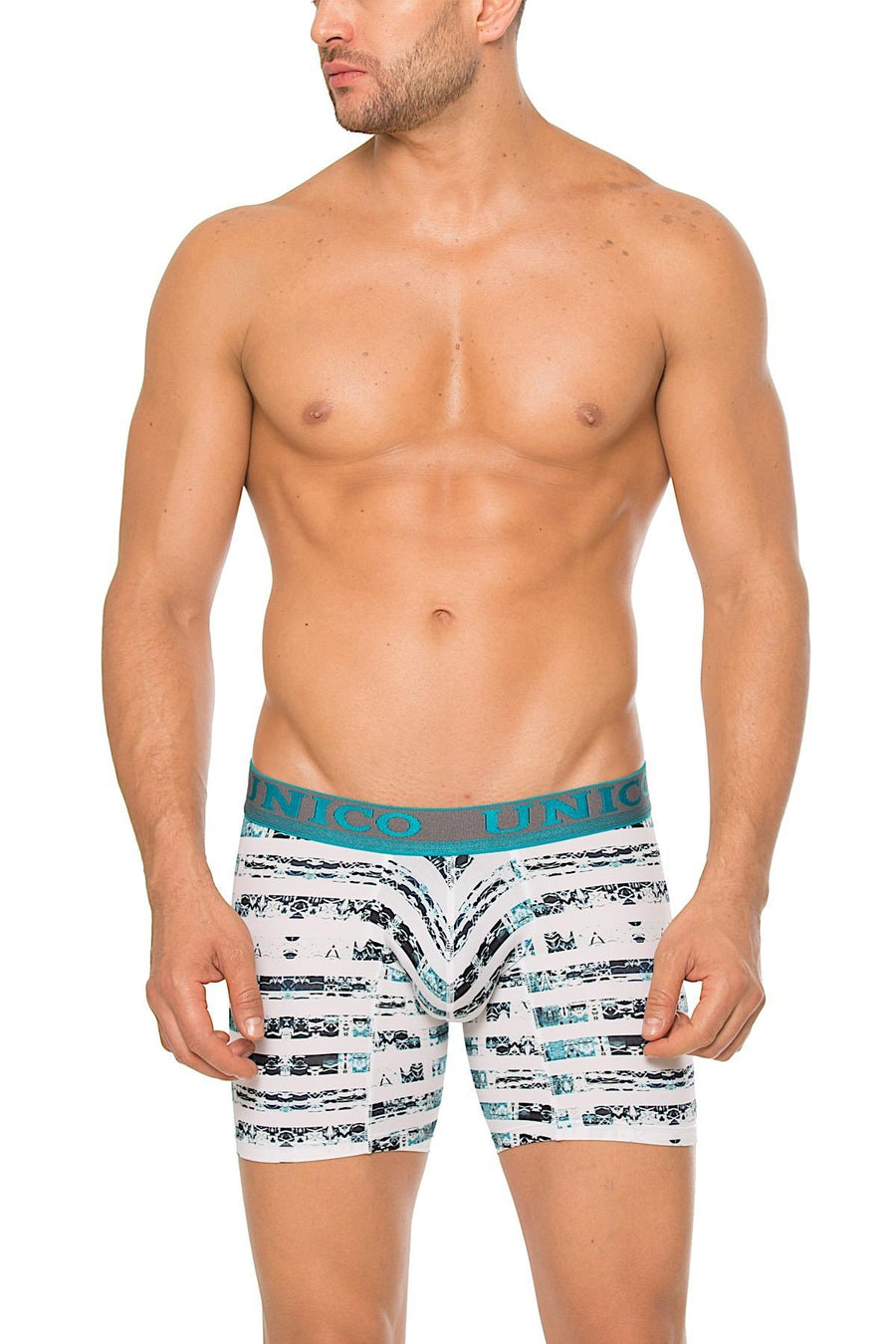 Unico White/Teal Songo Boxer Brief