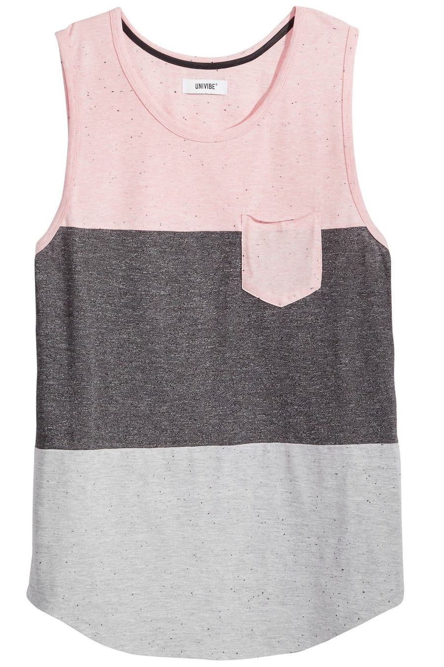 Univibe Gray Pink Pocket Scoopneck Sleeveless Tank Top