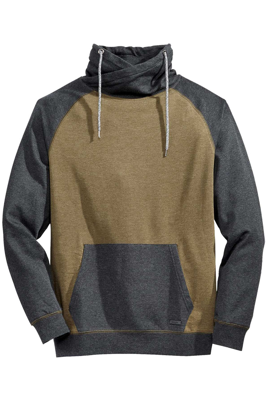 Univibe Olive/Charcoal Heather Fleece Funnel Neck Hoodie