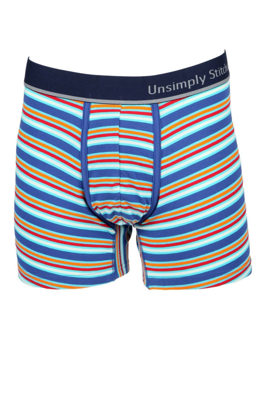Unsimply Stitched Blue/Orange/Red Sunset-Stripe Boxer Brief
