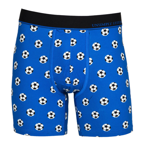 Unsimply Stitched Blue Soccer Balls Boxer Brief