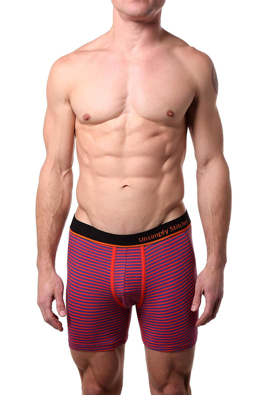 Unsimply Stitched Orange/Blue Sailor-Stripe Boxer Brief