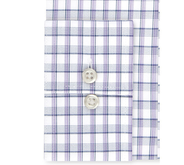 Van Heusen Classic/regular Fit Stretch Flex Blue Check Dress Shirt Violet
