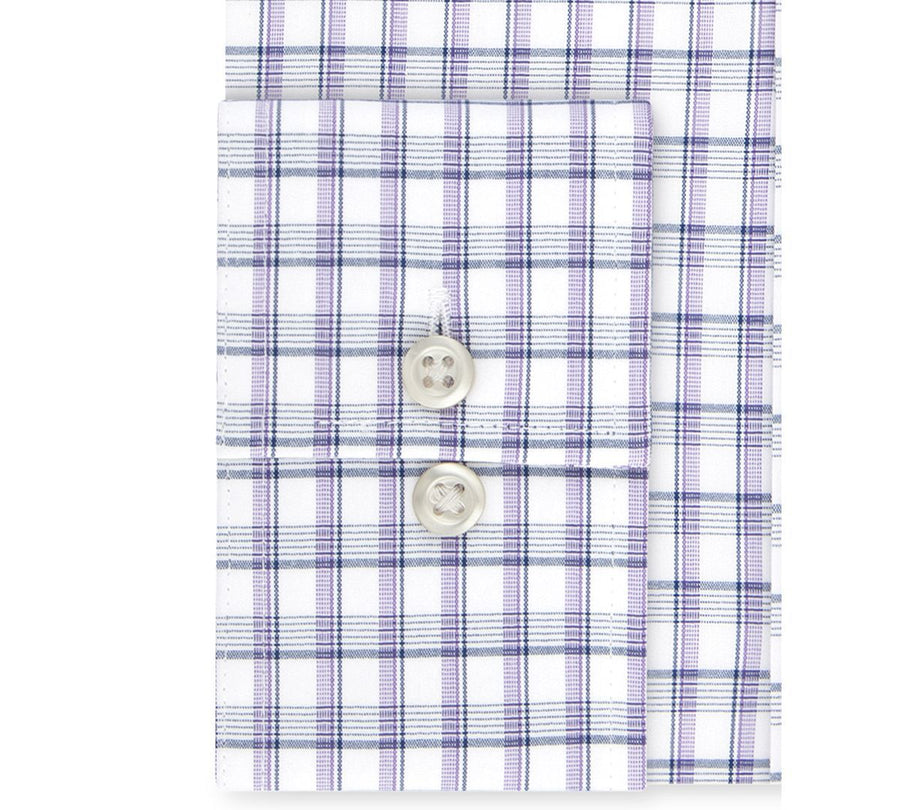 Van Heusen Classic/regular Fit Stretch Flex Blue Check Dress Shirt Violet