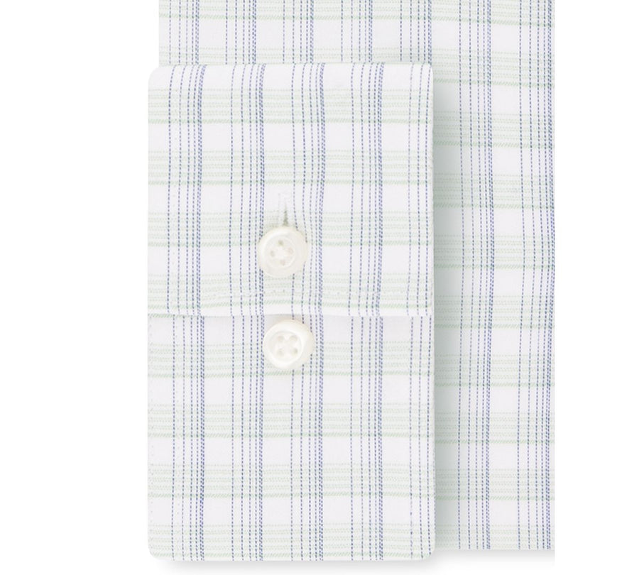 Van Heusen Classic/regular-fit Wrinkle-free Performance Stretch Flex Collar Plaid Dress Shirt Danish Blue