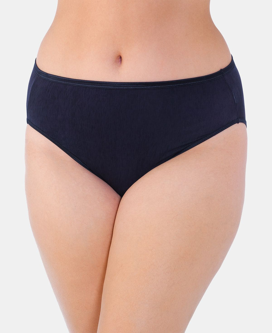 Vanity Fair Wo Illuminationplus High-cut Satin-trim Brief Underwear 13810 Midnight Black