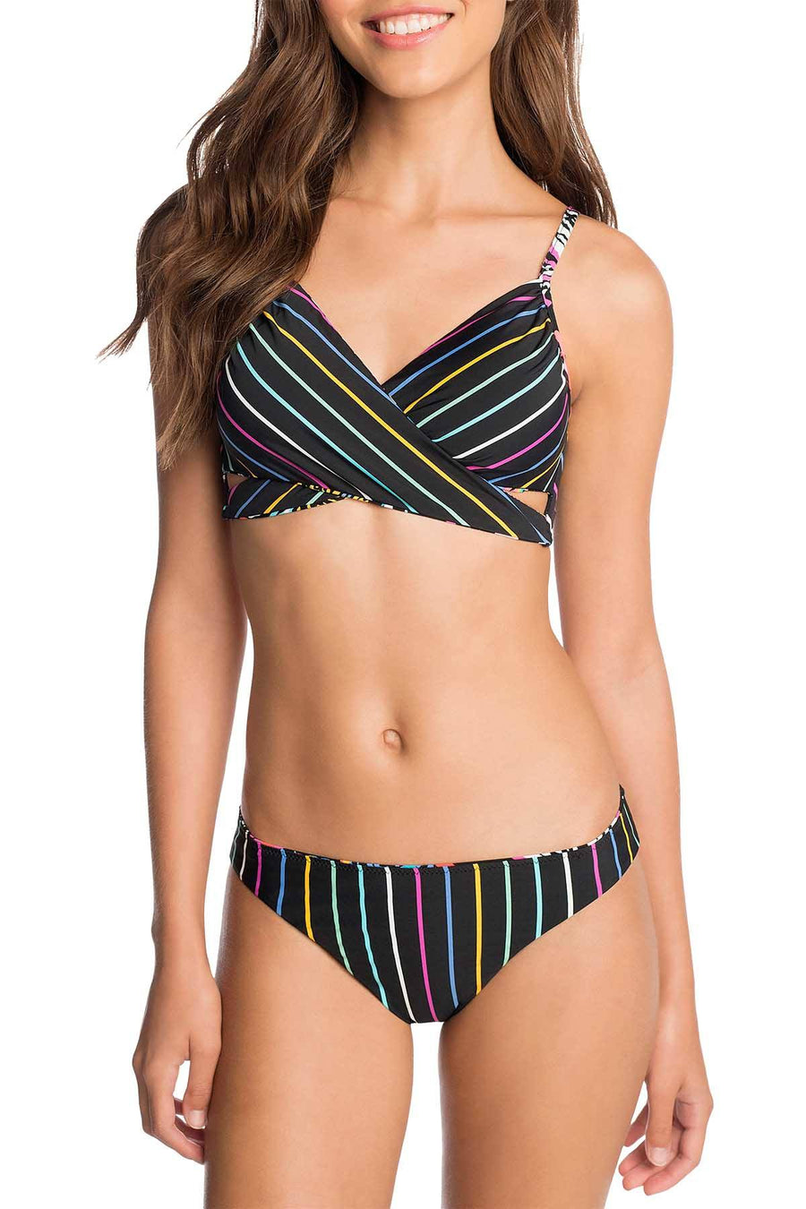 Vera Bradley Black/Multi Summer Reversible Wrap Bikini Top