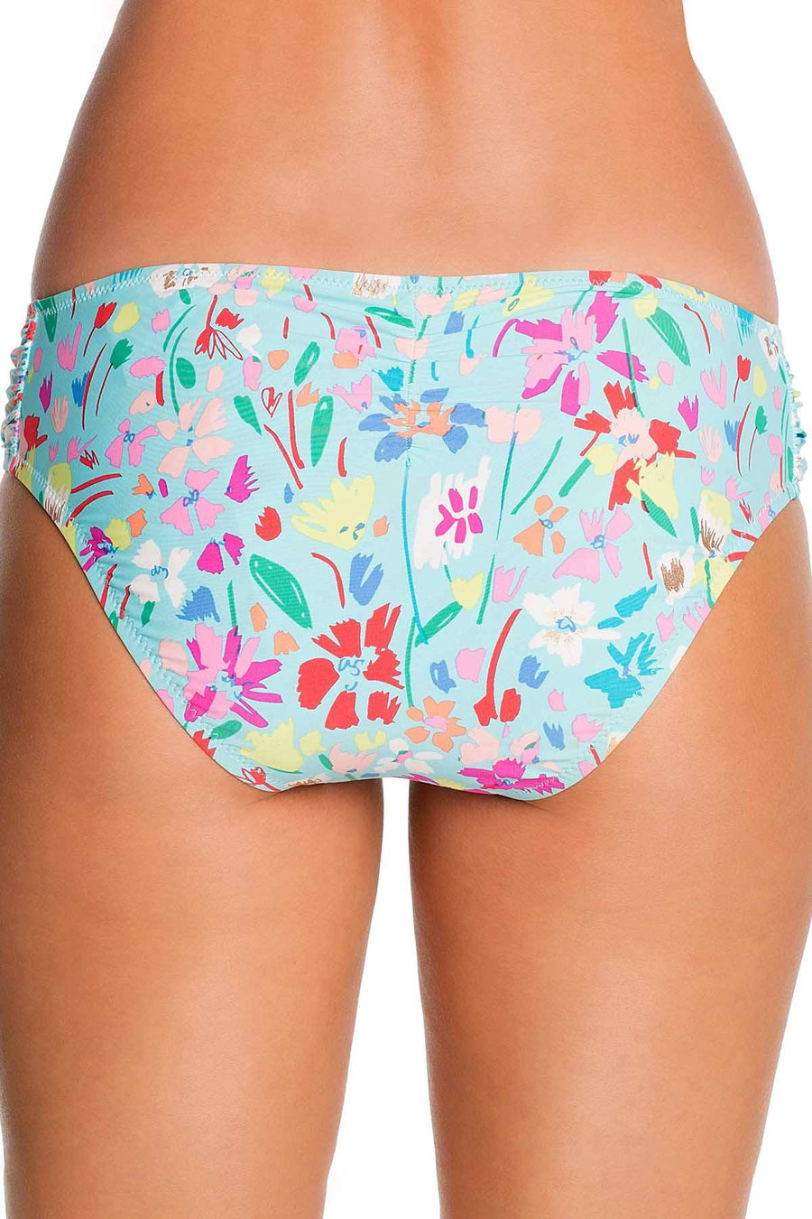Vera Bradley Turquoise Superbloom Shirred-Side Bikini Bottom