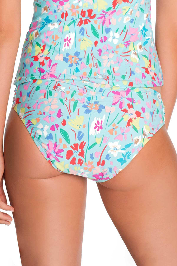 Vera Bradley Turquoise Superbloom Shirred-Side Bikini Bottom