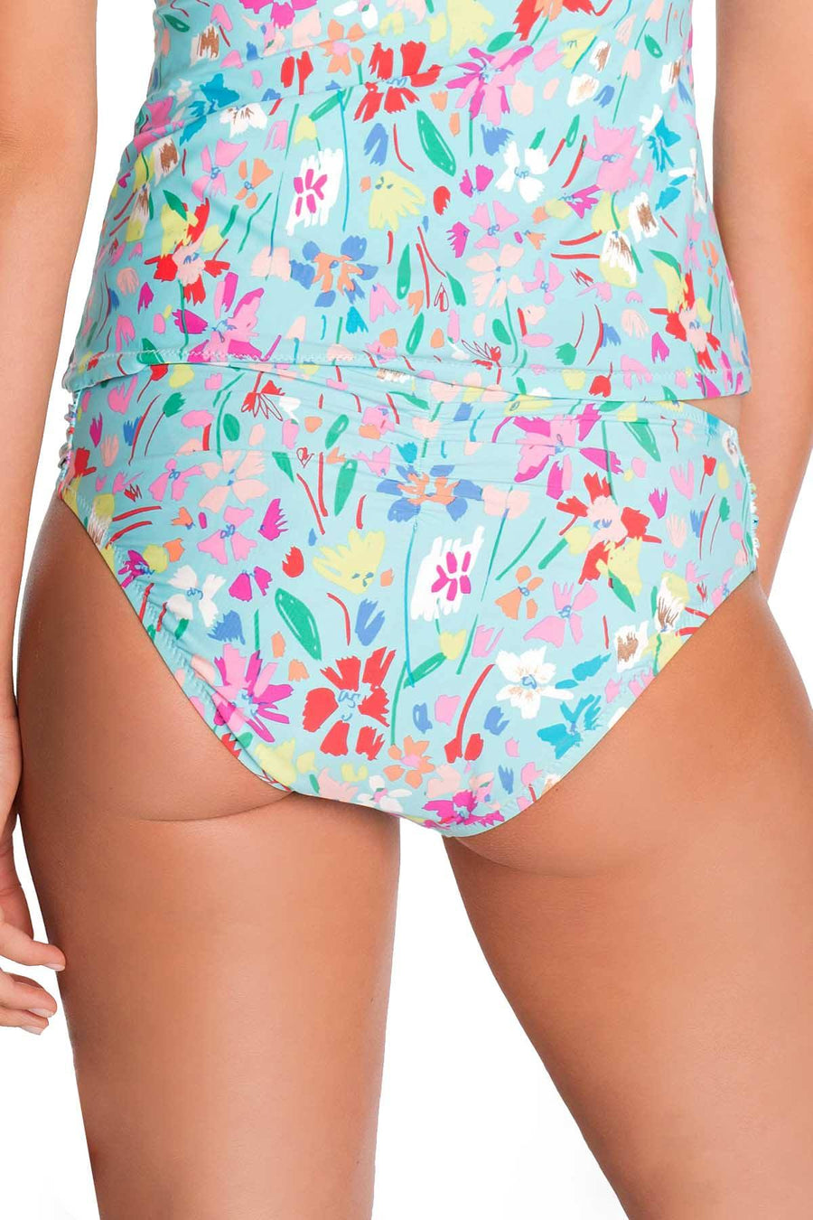 Vera Bradley Turquoise Superbloom Shirred-Side Bikini Bottom