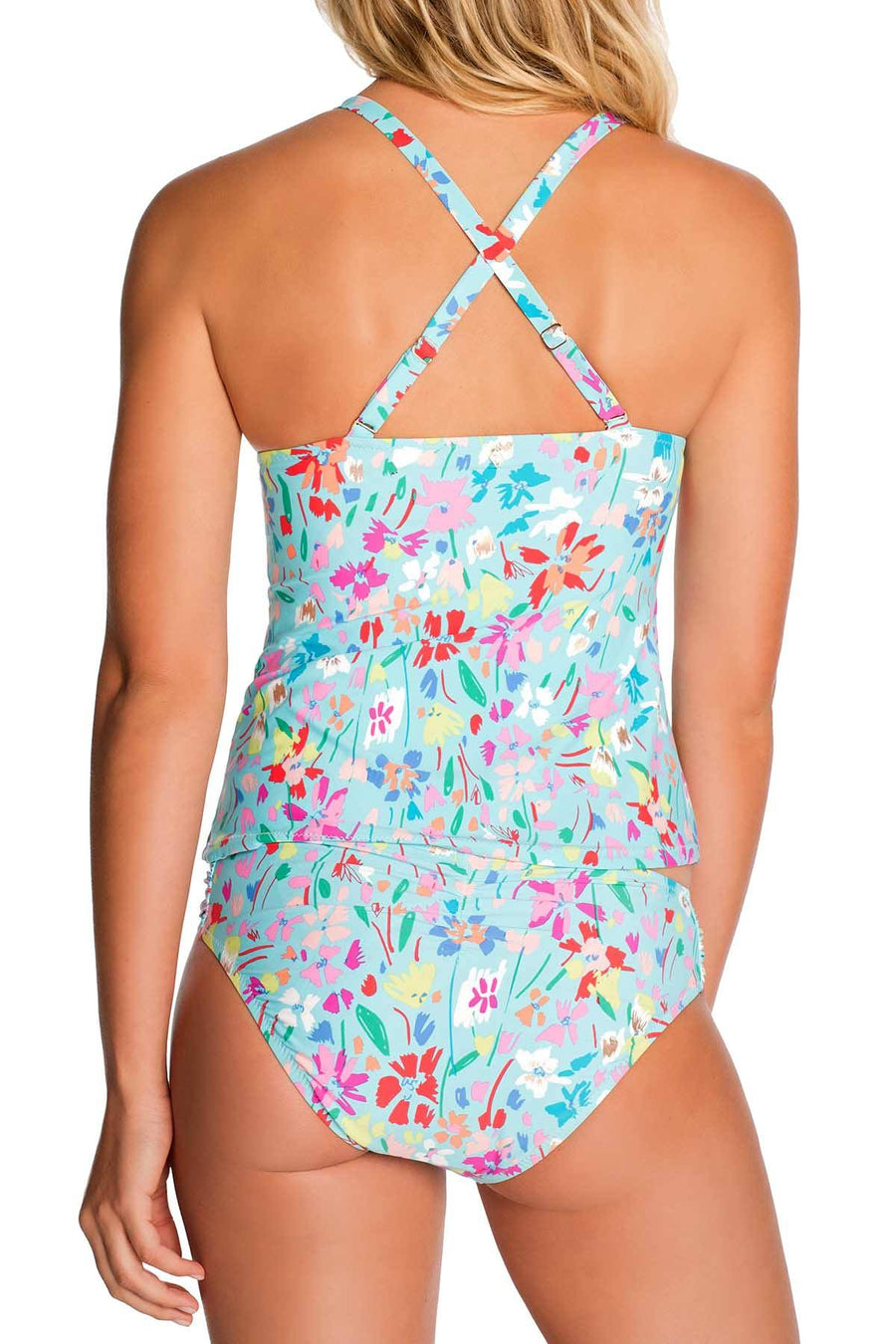 Vera Bradley Turquoise Superbloom Shirred-Side Bikini Bottom