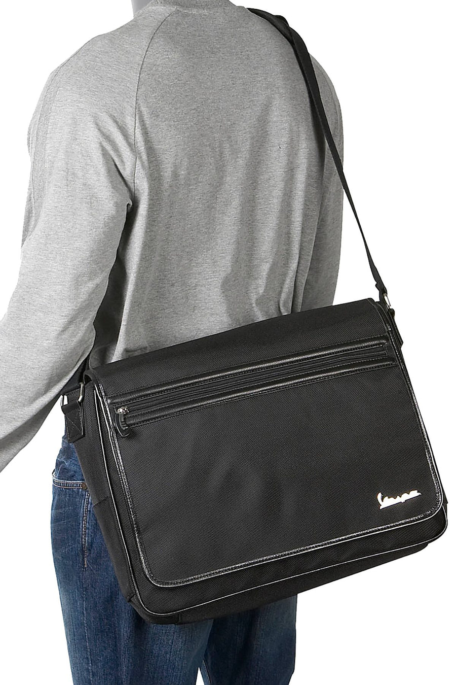 Vespa Black Premium Laptop Messenger Bag