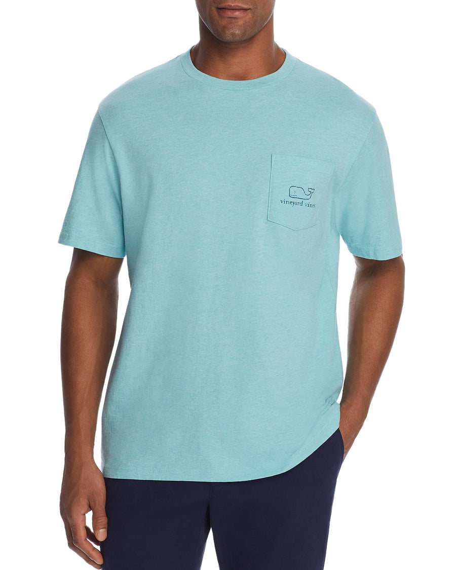 Vineyard Vines Heathered Whale Logo-print Pocket Tee Andros Blue
