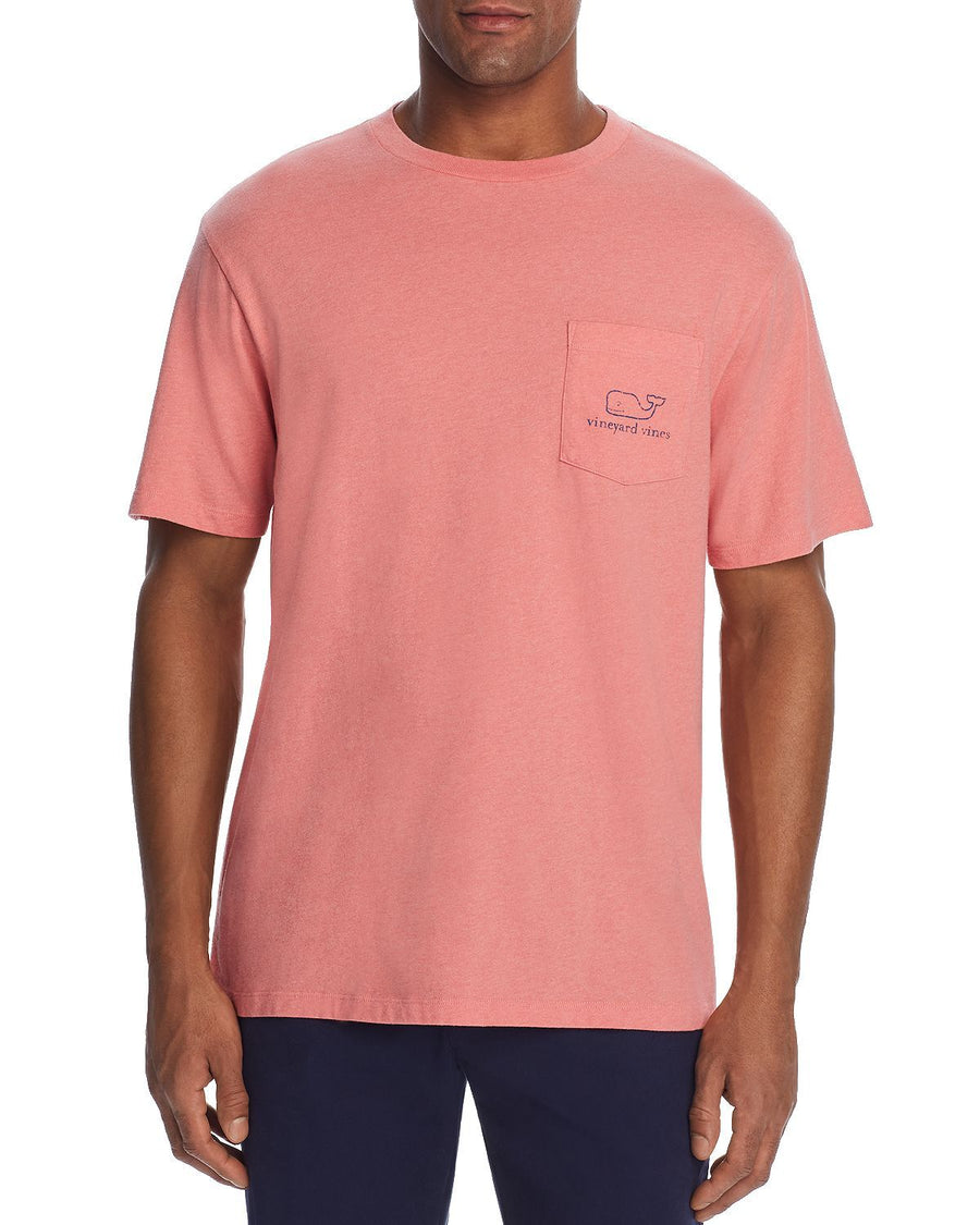 Vineyard Vines Heathered Whale Logo-print Pocket Tee Coral Reef