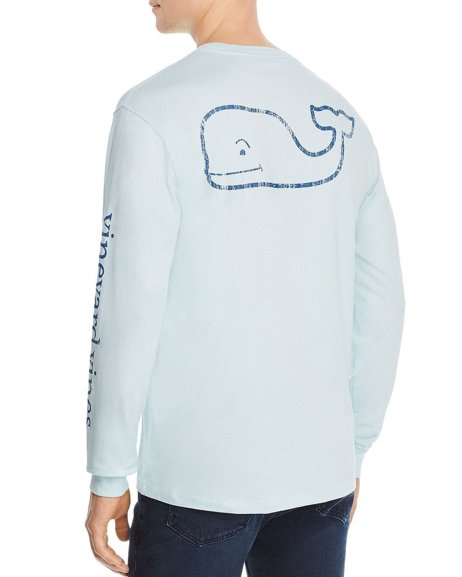 Vineyard Vines Whale Graphic Long Sleeve Pocket Tee Misty Blue