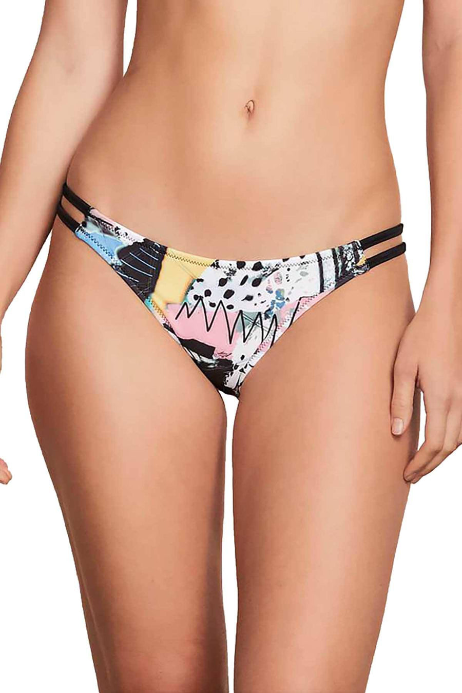 Volcom Collage Dropout Printed Strappy Hipster Bikini Bottom