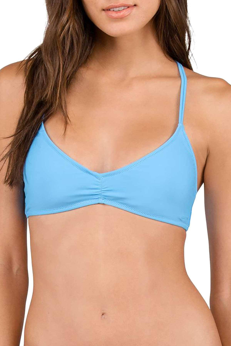 Volcom Sandy-Indigo Simply Solid Strappyback Halter Bikini Top