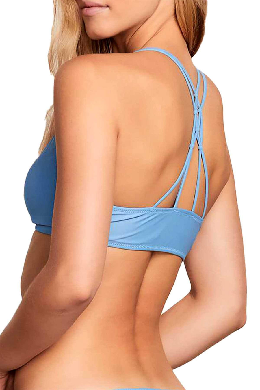 Volcom Sandy-Indigo Simply Solid Strappyback Halter Bikini Top