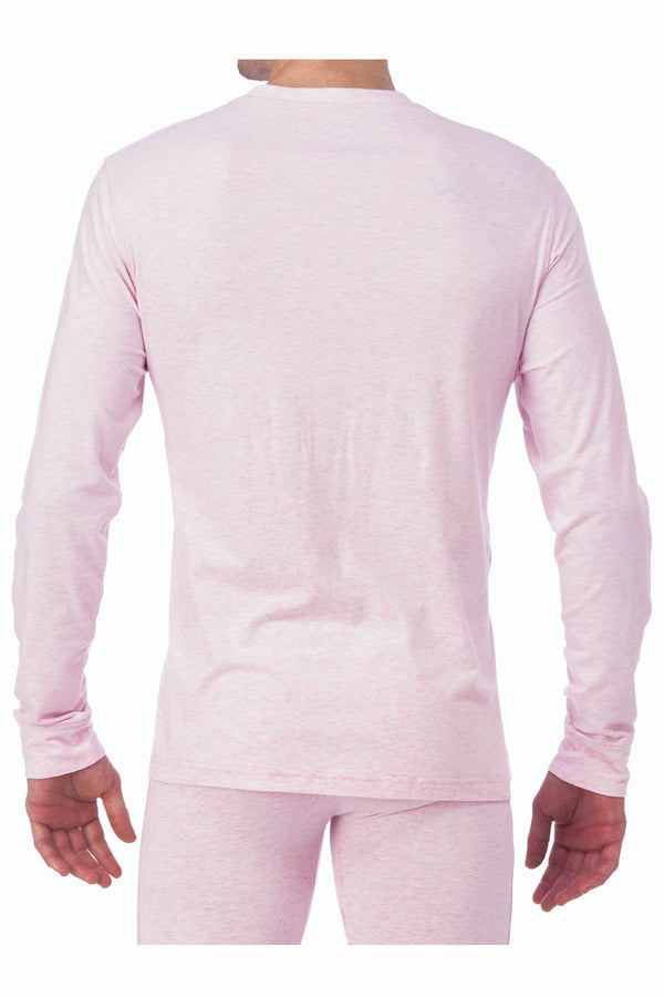 WOOD Pink Heather Long Sleeve Henley