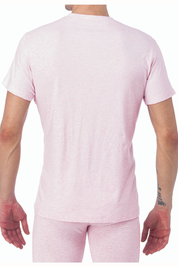 WOOD Pink Heather Short Sleeve Henley