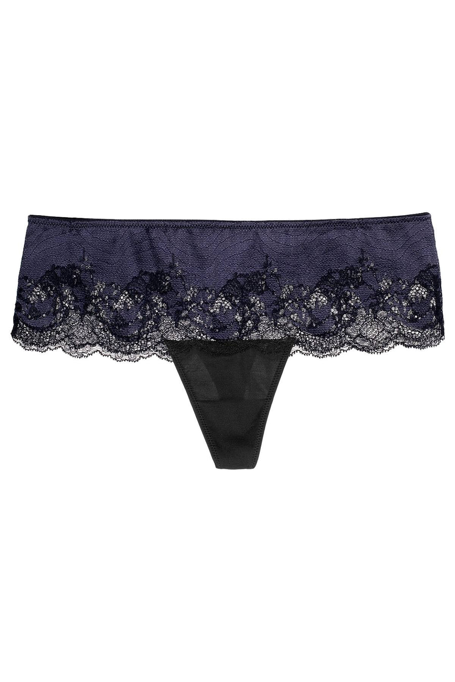 Wacoal Black/Graphite Lace Affair Tanga-Thong