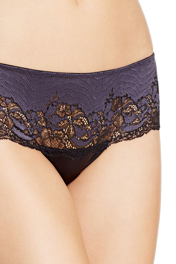 Wacoal Black/Graphite Lace Affair Tanga-Thong