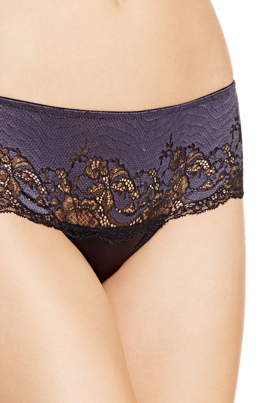 Wacoal Black/Graphite Lace Affair Tanga-Thong