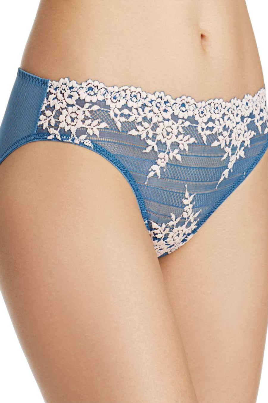 Wacoal Blue-Ashes/Soft-Pink Embrace-Lace Bikini Brief