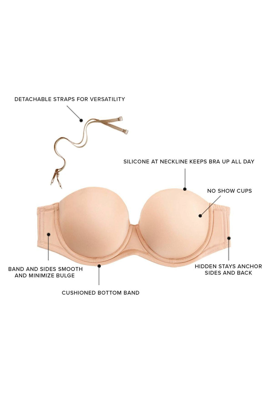 Wacoal Sand Red Carpet Full Busted Strapless Bra