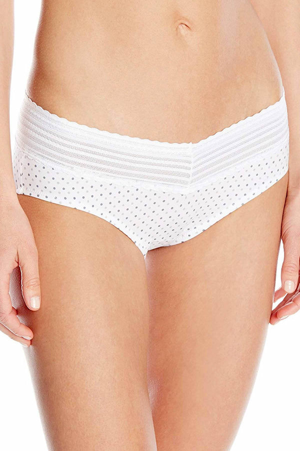 Warners Grey Dot-Print No-Pinches No-Problems Lace/Cotton Hipster