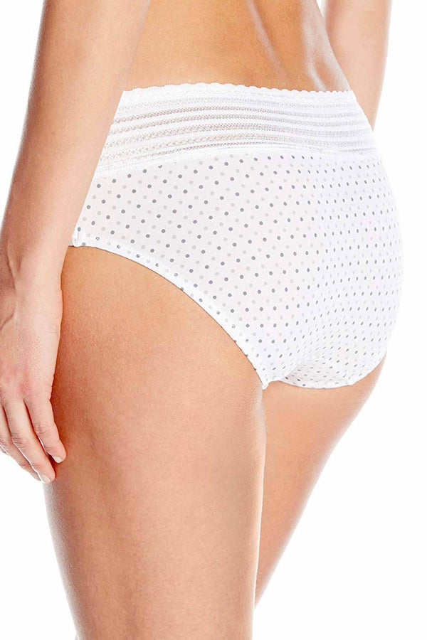 Warners Grey Dot-Print No-Pinches No-Problems Lace/Cotton Hipster