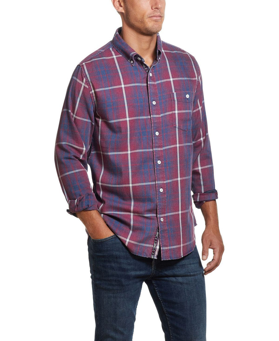 Weatherproof Vintage Burnout Flannel Shirt Dark Red