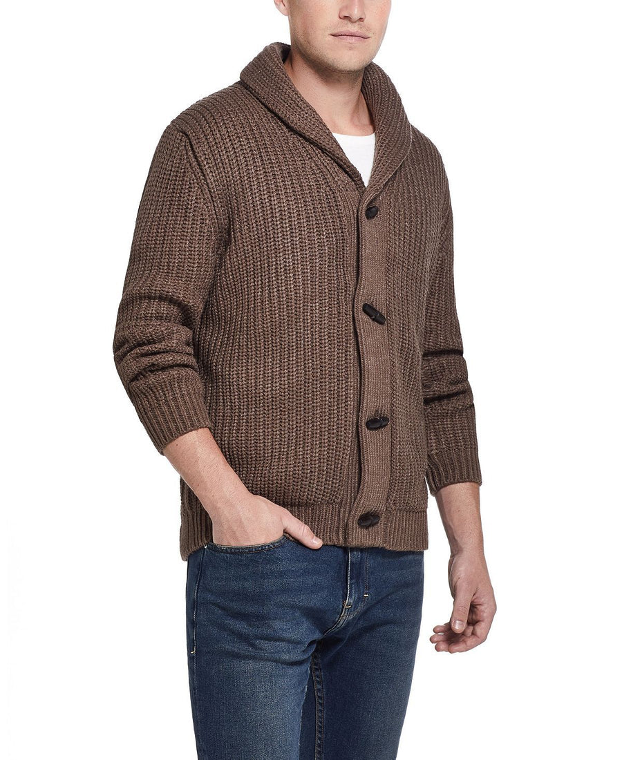 Weatherproof Vintage Jersey Lined Cardigan With Toggles Taupe Heather